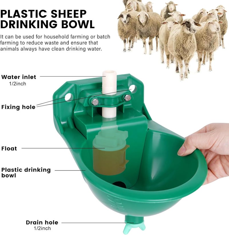 NAOEDEAH Goat Waterer, Livestock Waterer for Sheep Dog Piglet Calf Horse Farm Water Troughs for Livestock Automatic Water Bowl Plastic Drinking Bowl Water Dispenser 2 Pack - Image 4